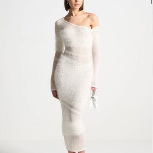 Maniere de Voir Off Shoulder Knitted Maxi Dress